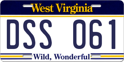 WV license plate DSS061