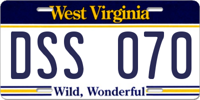 WV license plate DSS070