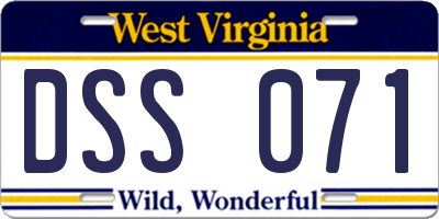 WV license plate DSS071