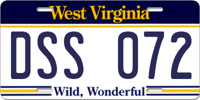 WV license plate DSS072