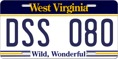 WV license plate DSS080