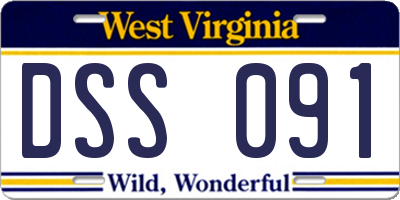 WV license plate DSS091
