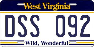 WV license plate DSS092