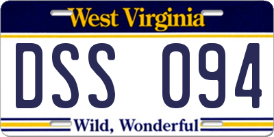 WV license plate DSS094