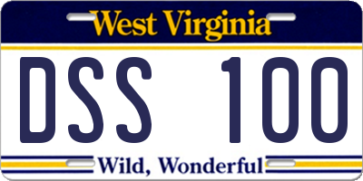WV license plate DSS100