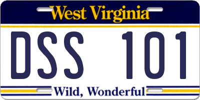 WV license plate DSS101
