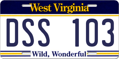 WV license plate DSS103