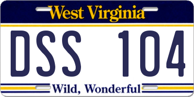 WV license plate DSS104