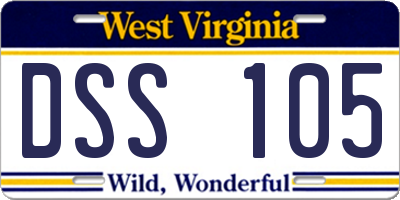 WV license plate DSS105