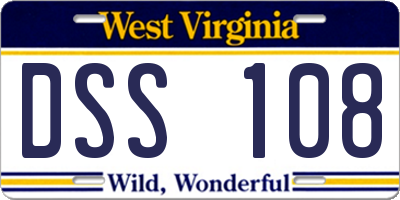 WV license plate DSS108