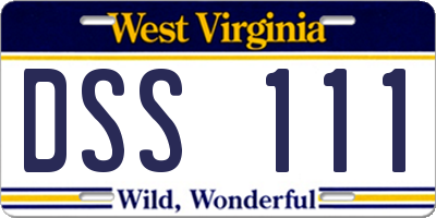 WV license plate DSS111