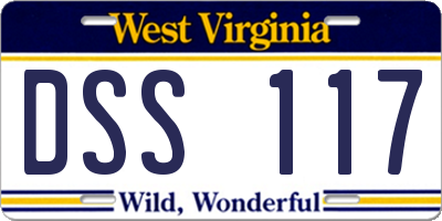 WV license plate DSS117
