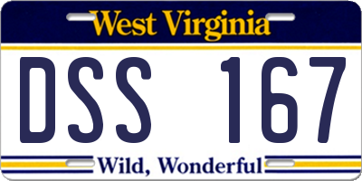 WV license plate DSS167