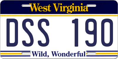 WV license plate DSS190