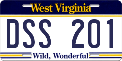 WV license plate DSS201