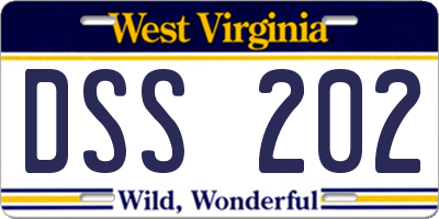WV license plate DSS202