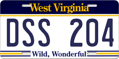 WV license plate DSS204