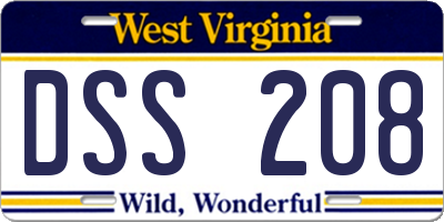 WV license plate DSS208