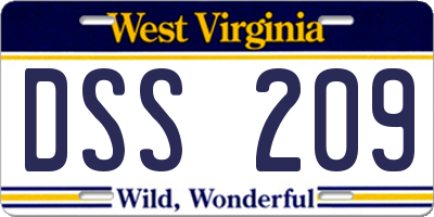 WV license plate DSS209