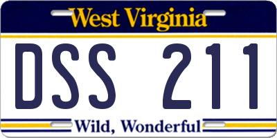 WV license plate DSS211