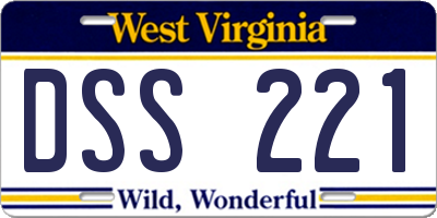 WV license plate DSS221