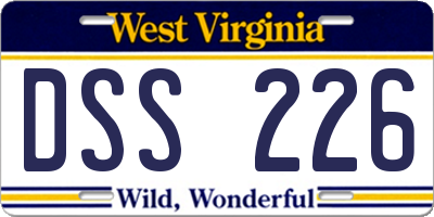 WV license plate DSS226