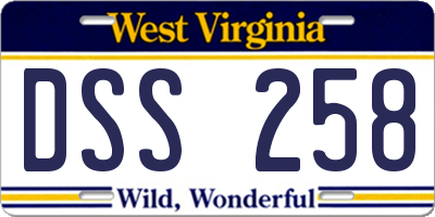 WV license plate DSS258