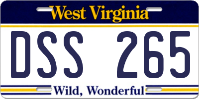 WV license plate DSS265