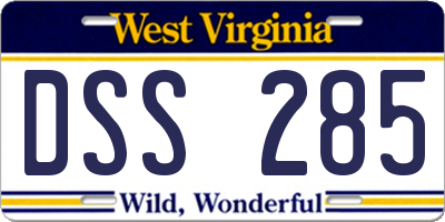 WV license plate DSS285