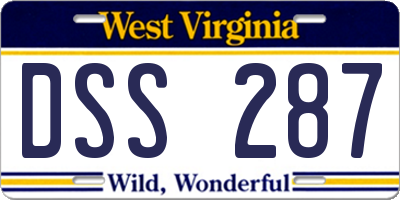 WV license plate DSS287