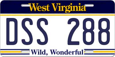WV license plate DSS288