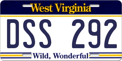 WV license plate DSS292