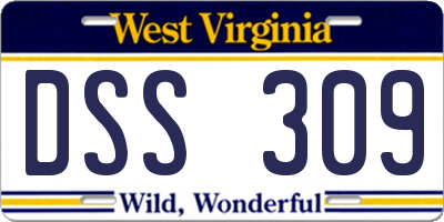 WV license plate DSS309