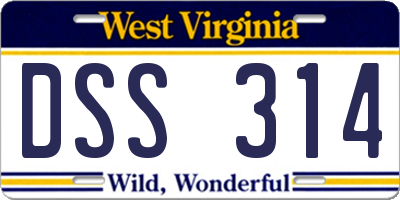 WV license plate DSS314