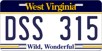 WV license plate DSS315