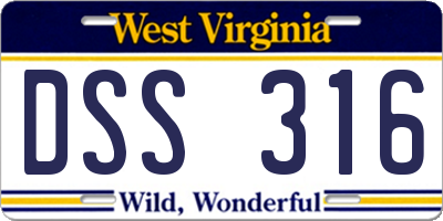 WV license plate DSS316