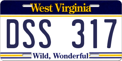 WV license plate DSS317