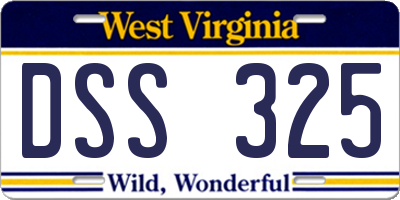 WV license plate DSS325