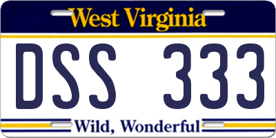 WV license plate DSS333