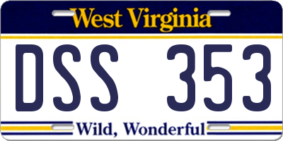 WV license plate DSS353