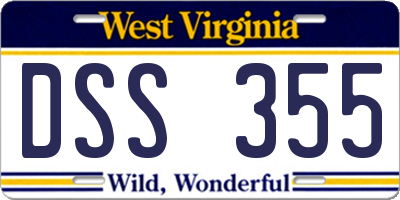 WV license plate DSS355