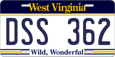 WV license plate DSS362