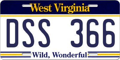 WV license plate DSS366