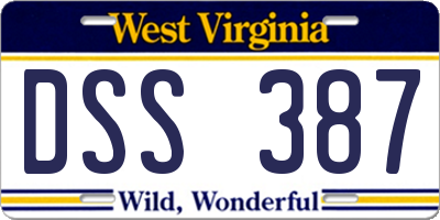 WV license plate DSS387