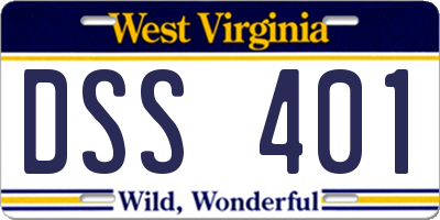 WV license plate DSS401