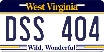 WV license plate DSS404