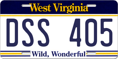 WV license plate DSS405