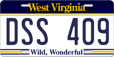 WV license plate DSS409