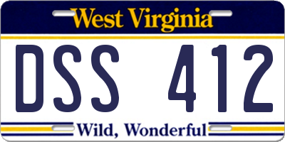 WV license plate DSS412