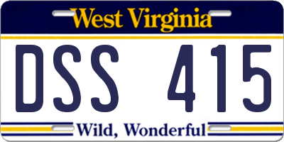 WV license plate DSS415